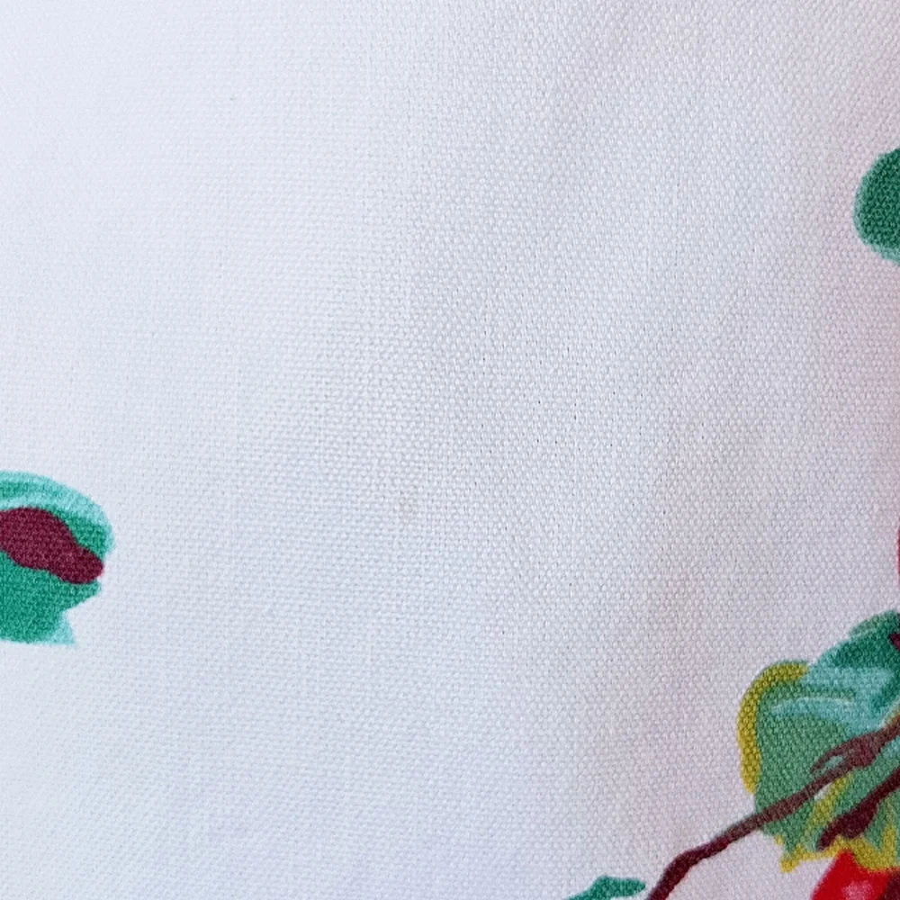 VINTAGE Handmade Apron Apples Linen Mcm White Green Scalloped Trim 50s 60s - Picture 9 of 9